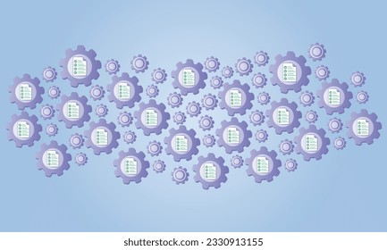 Sistema de administración de documentos (DMS) además de digitalización y automatización de procesos.en fondo azul.Ilustración de diseño de vectores.