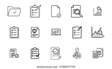 Iconos vectoriales de gestión de documentos | Papel, carpeta, Elementos de archivos. Editable 