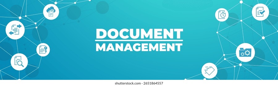 Ilustração vetorial de gerenciamento de documentos. Conceito azul sem pessoas relacionadas a software e sistema de armazenamento de arquivos digitais, manutenção de registros corporativos, tecnologia de banco de dados.