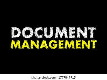Administración de documentos escribiendo texto en pizarra negra. ilustración vectorial 