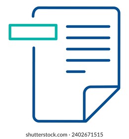 Document with minus sign, business process organization symbol. Excluding files and information from the database. Simple linear color icon isolated on white background