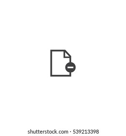 Document With Minus Sign Icon Flat Disign Vector.