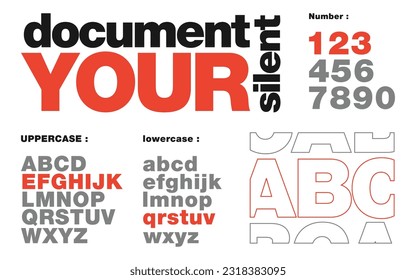 Document Modern abstract alphabet font. typography Creative fashion futuristic font and with numbers. vector illustration