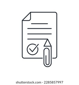 Document with more information. Vector linear icon isolated on white background.