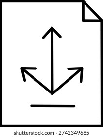 Document with multidirectional arrows outline