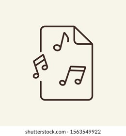 Document music icon template. Document concept. Vector. Thin line icon design. Flat illustration can be used for web design, user interface, infographics