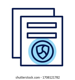 documento con diseño de ilustración vectorial de estilo de línea de divisa criptográfica de nombre