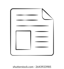 Icono de línea de documento o página de noticias. Estilo de contorno mínimo