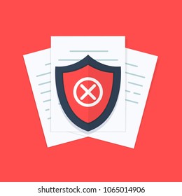 Document not protected concept, confidential information and privacy idea, security documentation access or not protected, secure data with paper. Flat design, vector illustration on background