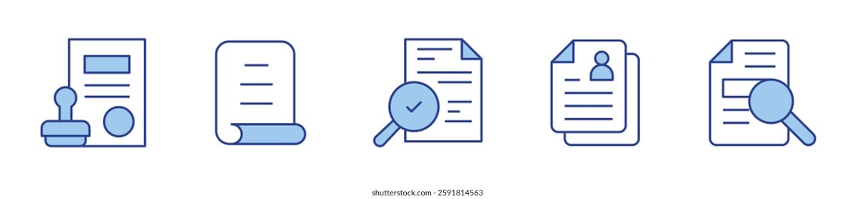 document, note, criminal record, audit, personal data. Document Icon vector illustration. Line Duotone style. Editable stroke.