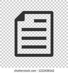 Document note icon in flat style. Paper sheet vector illustration on isolated background. Notepad document business concept.