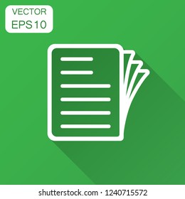 Document note icon in flat style. Paper sheet vector illustration with long shadow. Notepad document business concept.