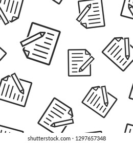 Document note icon seamless pattern background. Paper sheet vector illustration. Notepad document symbol pattern.