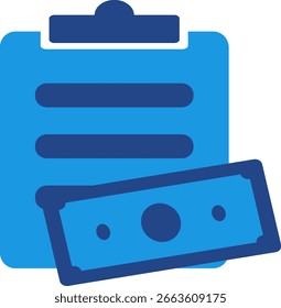 O ícone de documento, nota ou lista representa o caixa que precisa ser pago, as contas que precisam ser pagas ou os relatórios financeiros relacionados ao dinheiro.