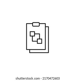 Document, office, contract and agreement concept. Monochrome vector sign drawn in flat style. Vector line icon of cubes on clipboard 