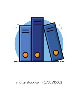 Ilustración del logotipo del icono de Office del documento. Diseño de caricatura vectorial de símbolos de contrato de informe de trabajo de escritorio