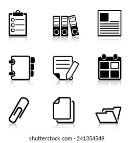 Document Office Icons with refection