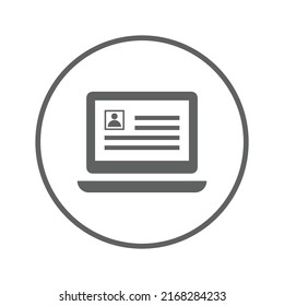Document, office, profile icon. Gray vector graphics.