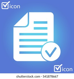 Document  with Ok  icon. Add paper. Attach page.