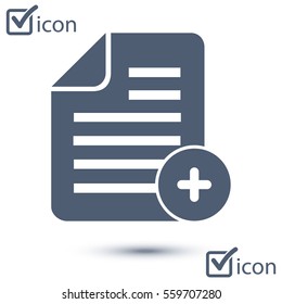 Document  with Ok  icon. Add paper. Attach page.