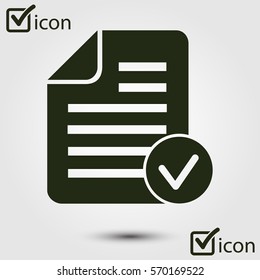 Document  with Ok  icon. Add paper. Attach page.