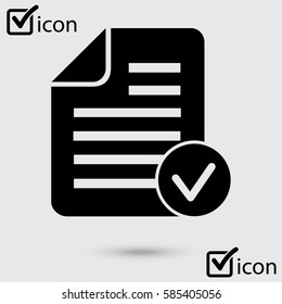 Document  with Ok  icon. Add paper. Attach page.