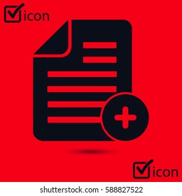 Document  with Ok  icon. Add paper. Attach page.