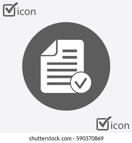 Document  with Ok  icon. Add paper. Attach page.
