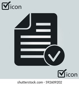 Document  with Ok  icon. Add paper. Attach page.