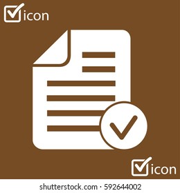 Document  with Ok  icon. Add paper. Attach page.
