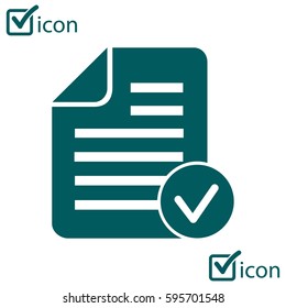 Document  with Ok  icon. Add paper. Attach page.