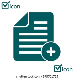 Document  with Ok  icon. Add paper. Attach page.