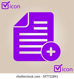 Document  with Ok  icon. Add paper. Attach page.