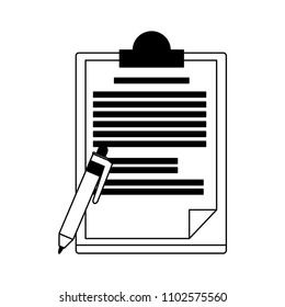 Document on clipboard in black and white