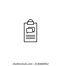 Dokument auf Zwischenablage. Vektorumrisssymbol im flachen Stil. Geeignet für Webseiten, Banner, Bücher, Werbung etc. Line Symbol für Sprachblase auf der Zwischenablage 