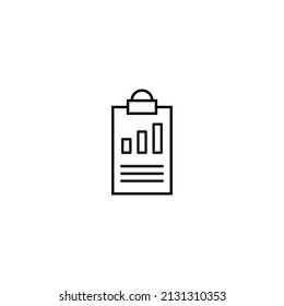 Document on clipboard sign. Vector outline symbol in flat style. Suitable for web sites, banners, books, advertisements etc. Line icon of progress bar on clipboard 