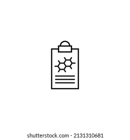 Documento en el signo del portapapeles. Símbolo de contorno vectorial en estilo plano. Icono de línea del compuesto químico en el portapapeles 