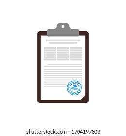 Document on tablet. Vector illustration in flat style design