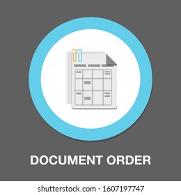 Document Order Icon - Paper Document Symbol. Vector Data Organize Illustration, Paperwork Sign