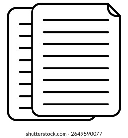 Ícone de contorno do documento isolado no branco