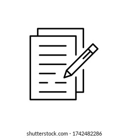 Document outline icon. Sheets with text. Editable stroke