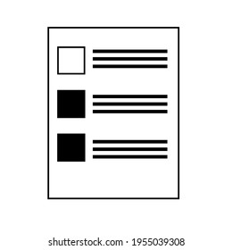 Vektorsymbol der Dokumentumrandung Firmensymbol. Papiernote. Bürobrief. Rechnung und Quittung Silhouetten. Schreiben. Artikel Flache, einfache Liniendesign-Illustration.