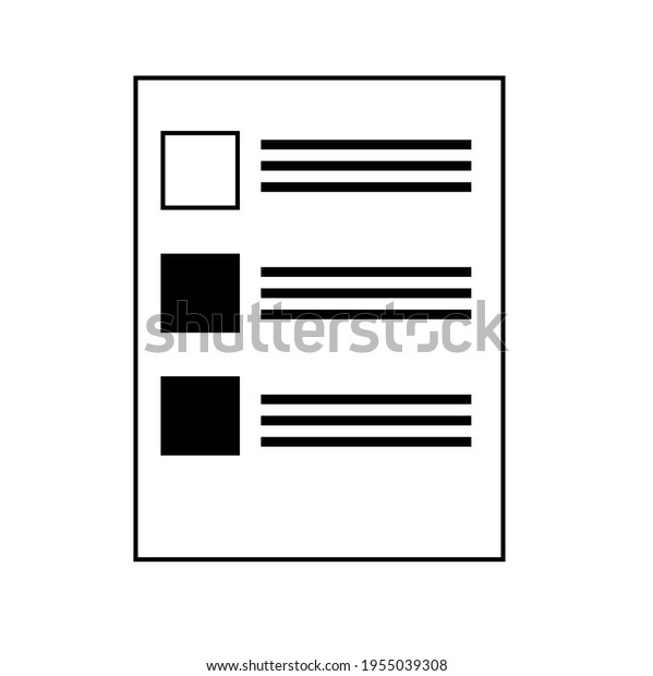 Document outline vector icon.\
Business symbol. Paper note. Office letter. Invoice and receipt\
silhouettes. Letter. Articles. Flat simple line design\
illustration.