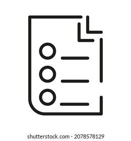 Icono del vector de esquema del documento. Ilustración De Un Vector De Estroque Sobre Un Fondo Blanco. Desde Aplicación Y Sitio Web