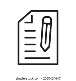 Dokument Umrisslinie Vektorsymbol. Illustration eines Schlaganfalls auf weißem Hintergrund. Von der App und Website