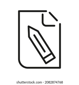 Dokument Umrisslinie Vektorsymbol. Illustration eines Schlaganfalls auf weißem Hintergrund. Von der App und Website