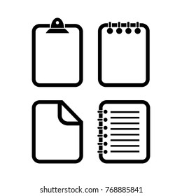 Document outline vector icons set illustration isolated on white background