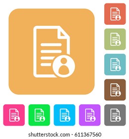 Document owner flat icons on rounded square vivid color backgrounds.