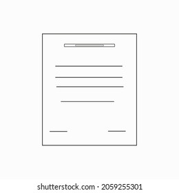 Document page icon. Application form. Flat icon. Business concept. Line art design. Vector illustration. Stock image. 