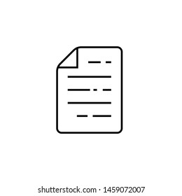 Ícone de linha da página do documento. Sinal de folha de papel. Símbolo de arquivo de computador. Ilustração vetorial.